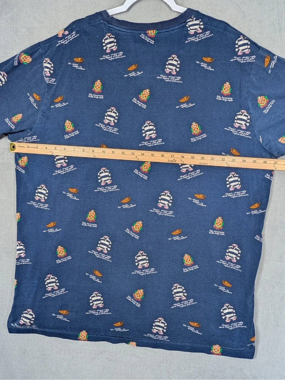 Polo Ralph Lauren Mens 2XLT Blue Pocket T Shirt Crest Rugby Print All Over Print